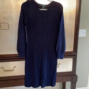 Lauren merino wool fine cable knit midi length dress  size Medium.